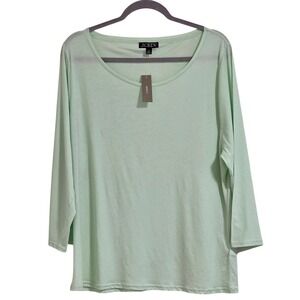 J.Crew Feather Jersey 3/4 Sleeve T-Shirt Women 2X Mint Green Scoop Neck CK253